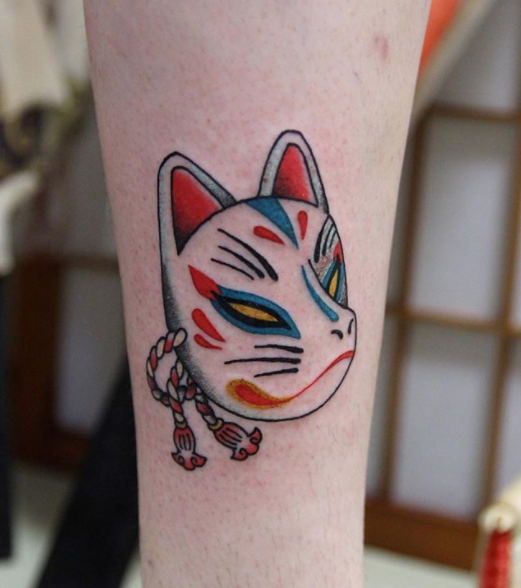 Japanese Kitsune Fox and Wolf Mask Temporary Tattoo Sticker  OhMyTat